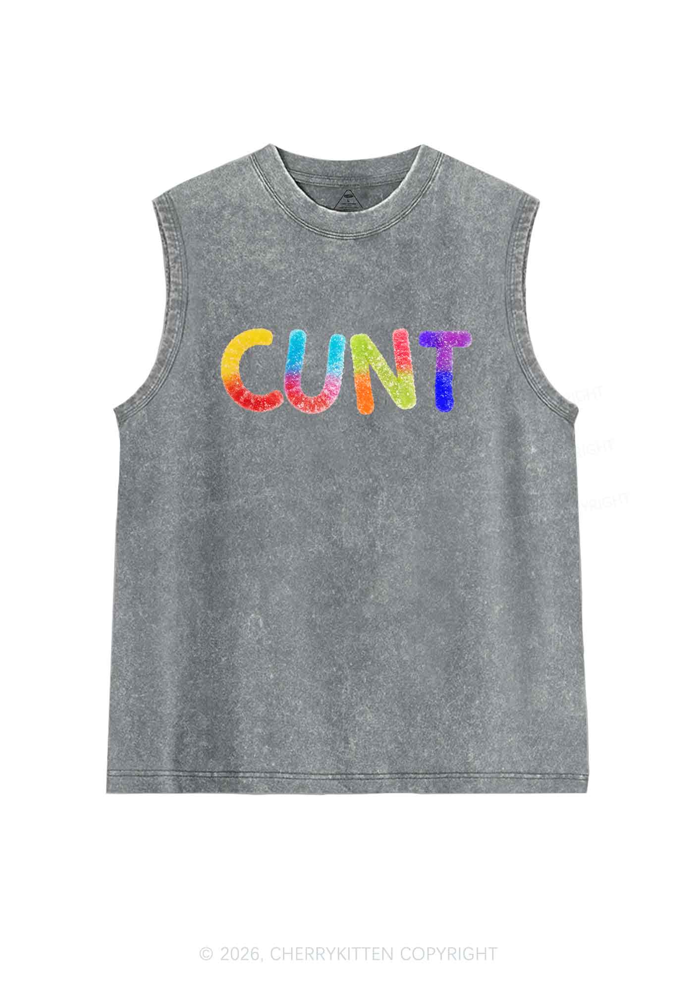 Rainbow Candy Cxxt Pride Y2K Washed Muscle Tank Cherrykitten