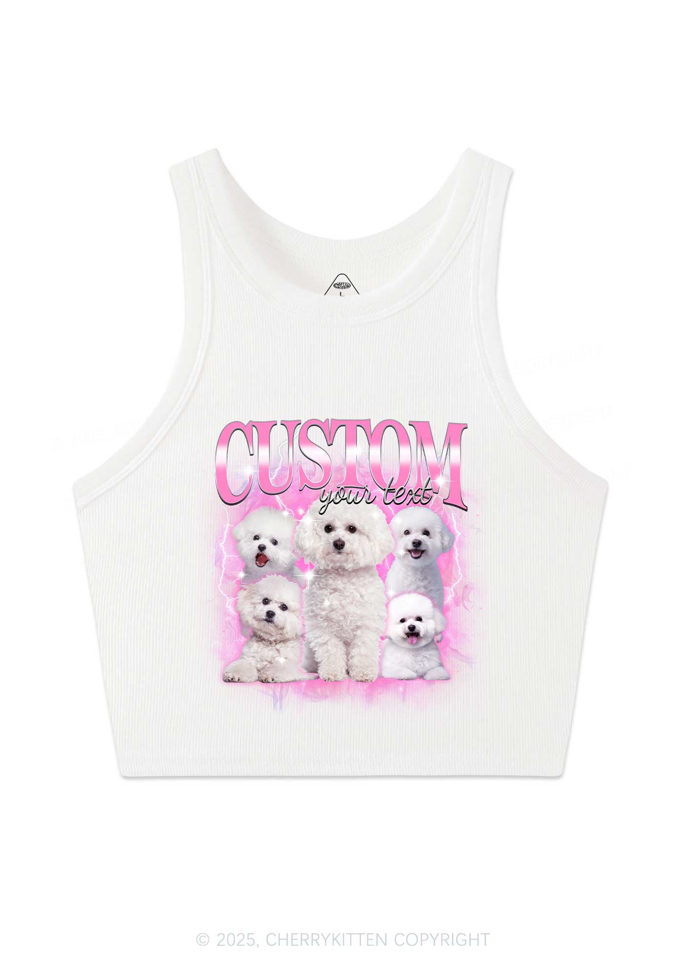 Custom Cute Puppy Photo Y2K Crop Tank Top Cherrykitten