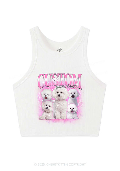 Custom Cute Puppy Photo Y2K Crop Tank Top Cherrykitten