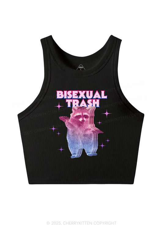 Bisexual Trash Raccoon Pride Y2K Crop Tank Top Cherrykitten