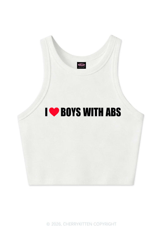 I Love Boys With ABS Y2K Crop Tank Top Cherrykitten
