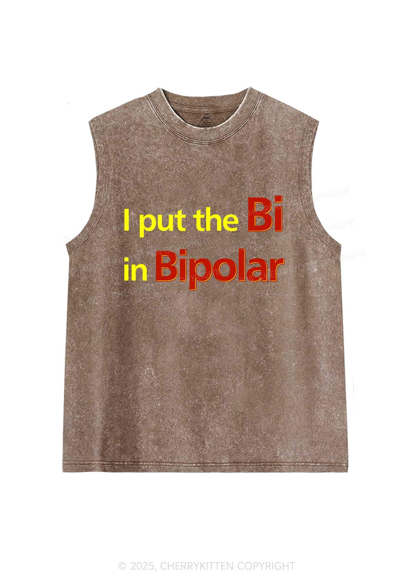 Bi In Bipolar Y2K Washed Muscle Tank Cherrykitten