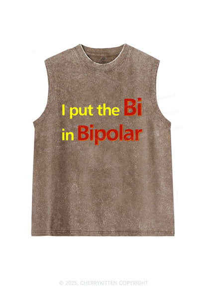 Bi In Bipolar Y2K Washed Muscle Tank Cherrykitten