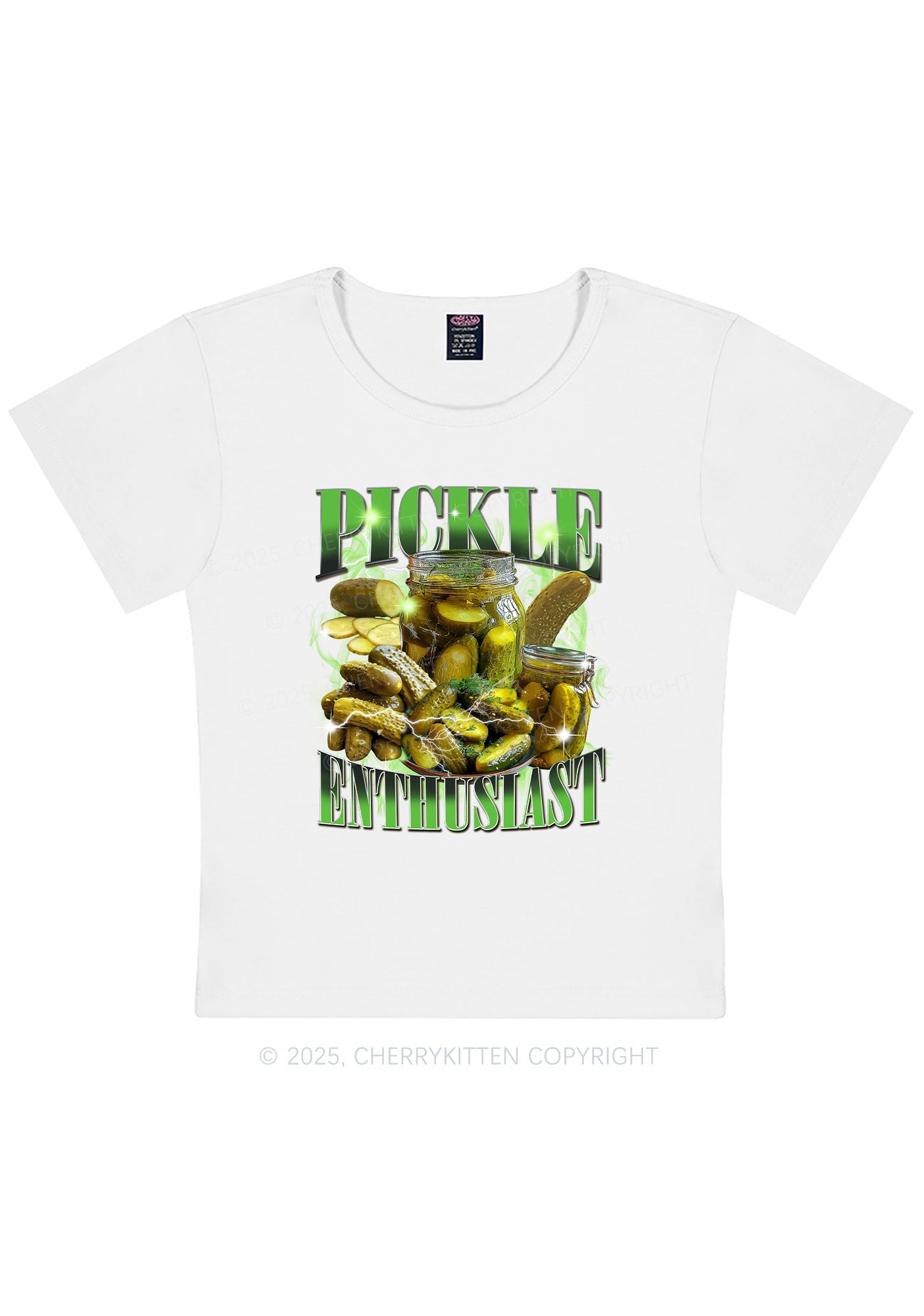 Pickle Enthusiast Y2K Baby Tee Cherrykitten