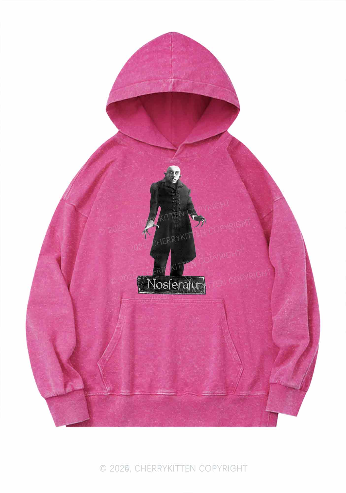 Halloween Male Vampire Y2K Washed Hoodie Cherrykitten