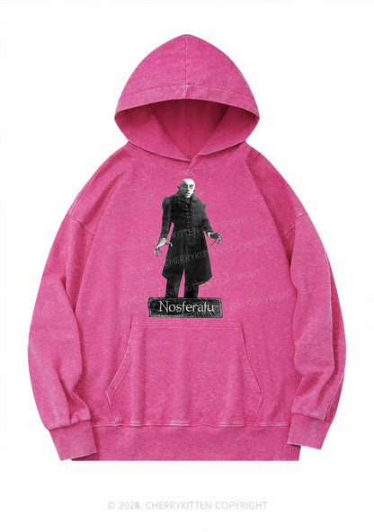 Halloween Male Vampire Y2K Washed Hoodie Cherrykitten