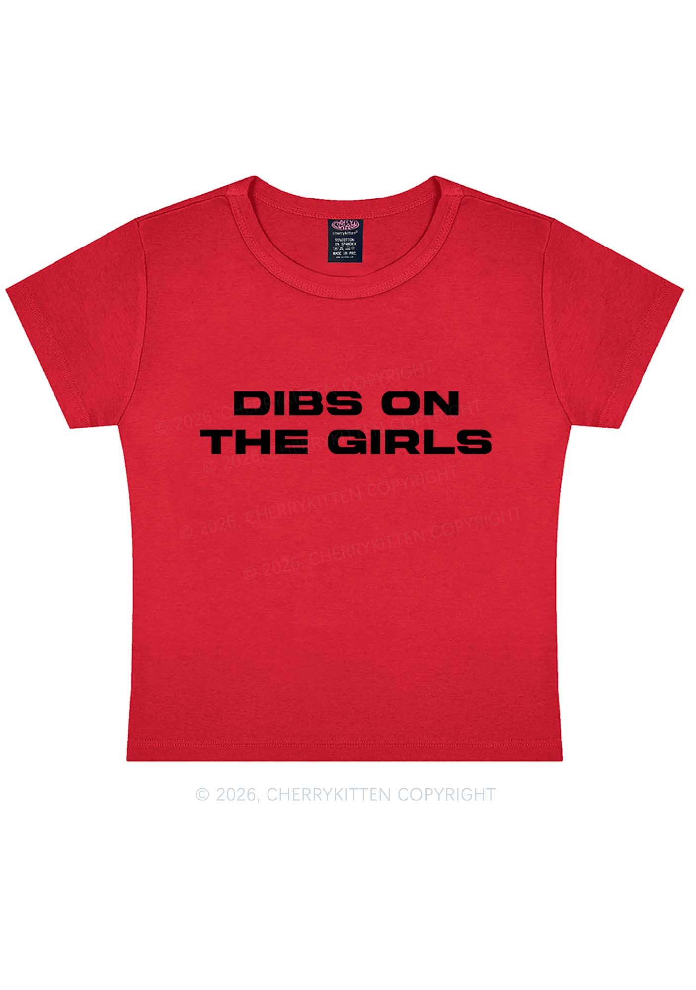 Dibs On The Girls Pride Y2K Baby Tee Cherrykitten
