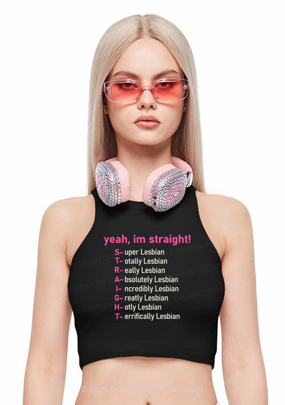 Straight Lesbian Y2K Crop Tank Top Cherrykitten