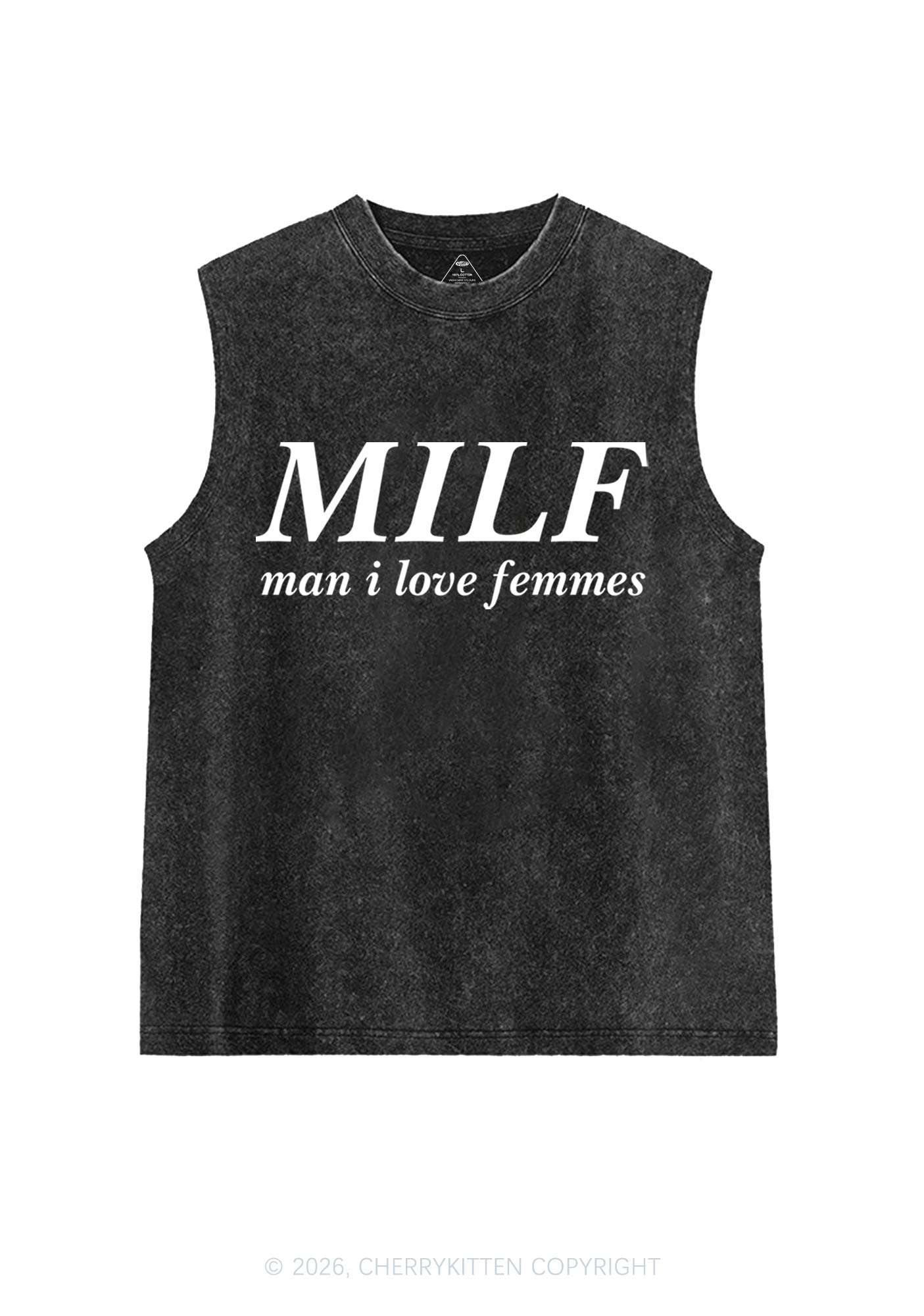 Man I Love Femme Pride Y2K Washed Muscle Tank Cherrykitten