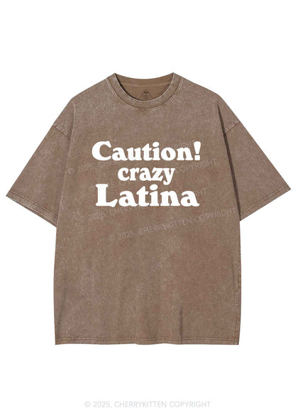Caution Crazy Latina Y2K Shirts Washed Tee Cherrykitten