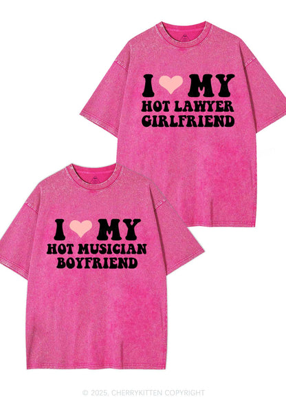 Custom My Hot Lawyer GF Y2K Valentine's Day Washed Tee Cherrykitten