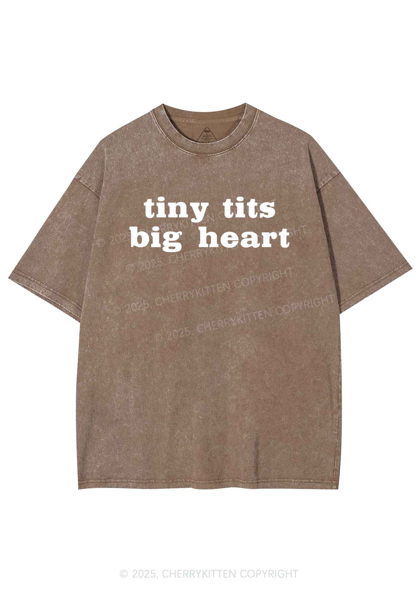 Tiny Txts Big Heart Y2K Shirts Washed Tee Cherrykitten