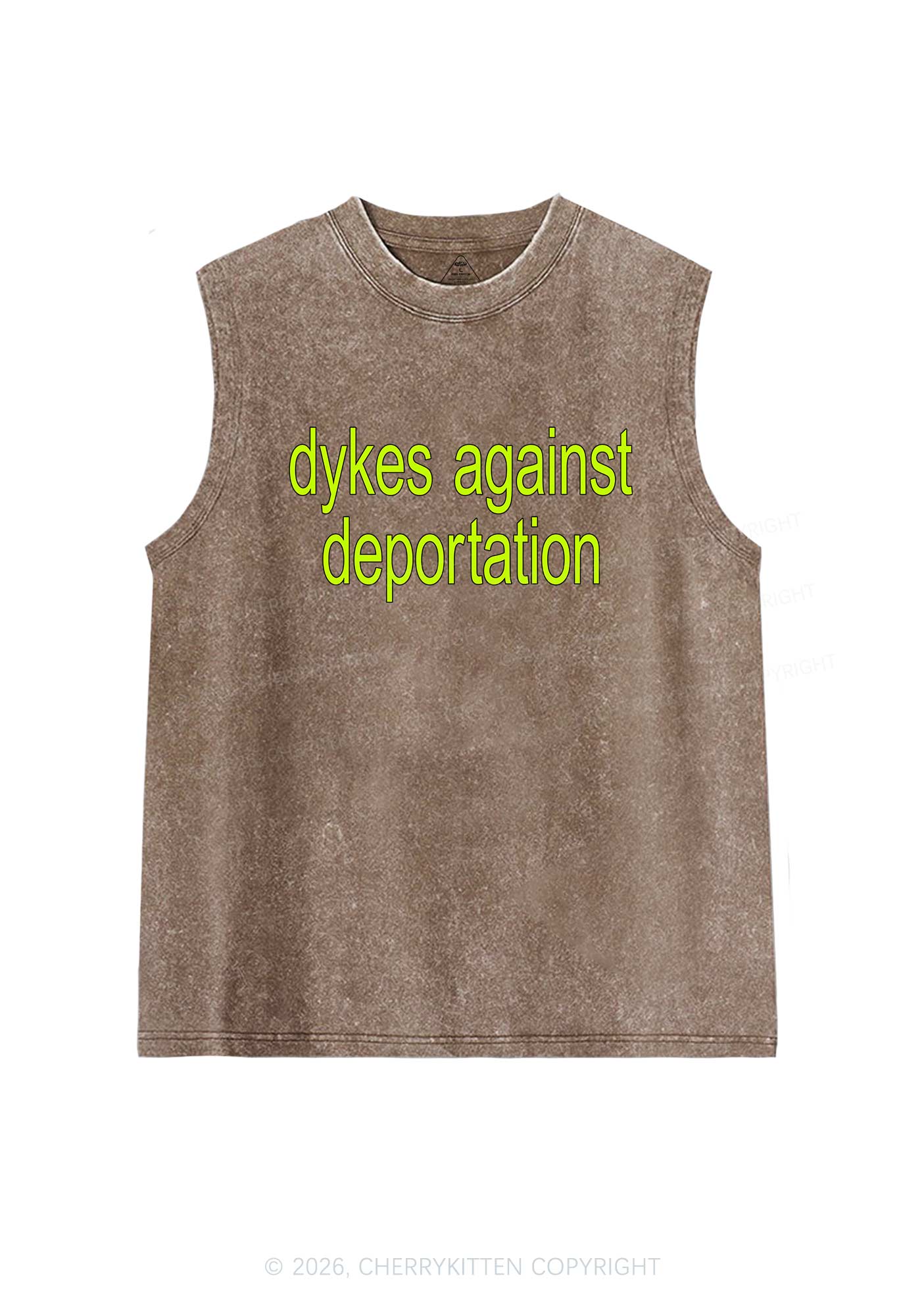 Dykes Against Deportation Pride Y2K Washed Muscle Tank Cherrykitten