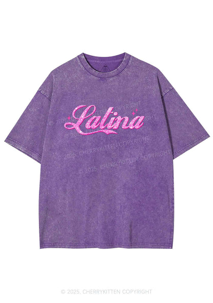 Pink Latina Y2K Washed Tee Cherrykitten