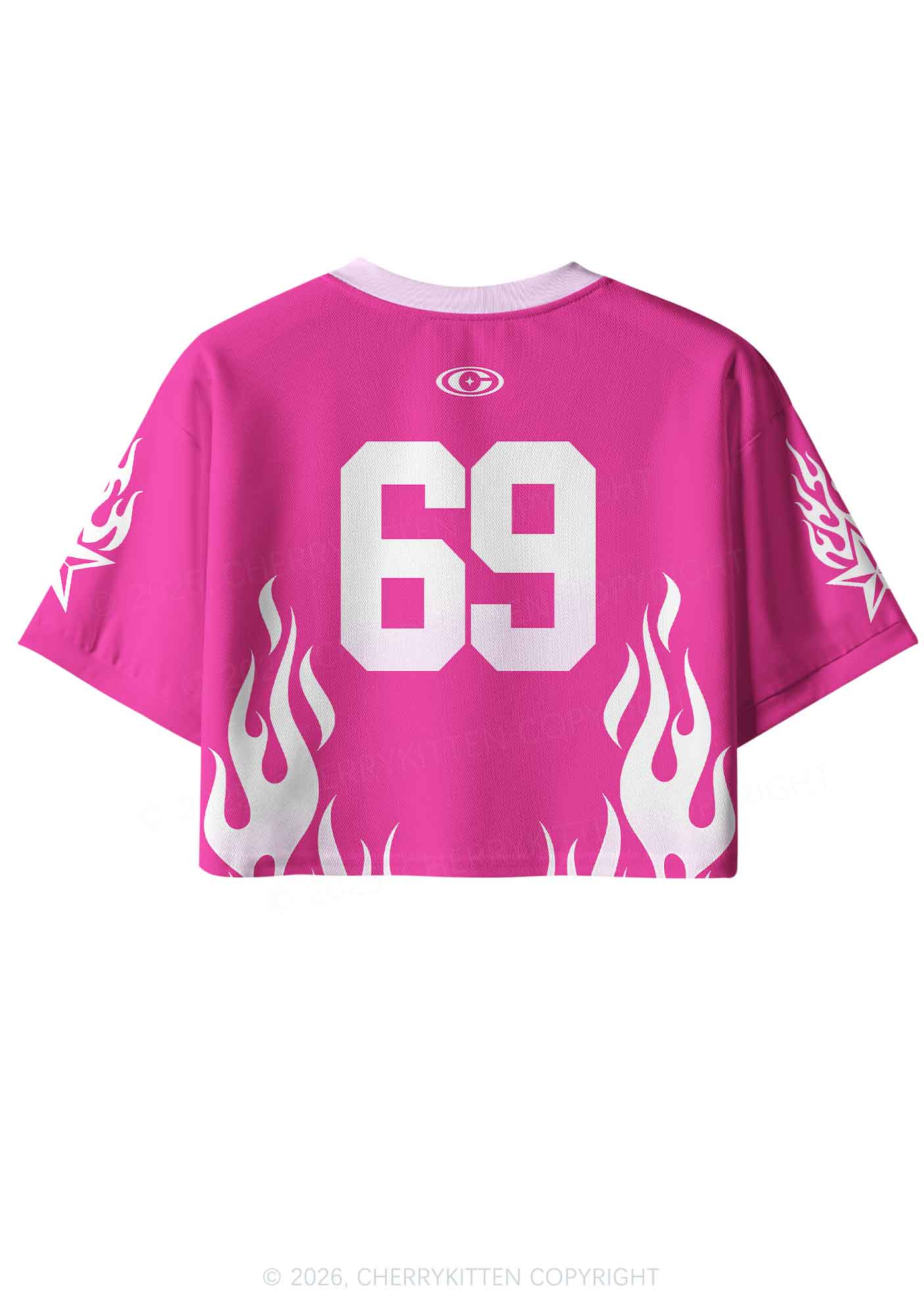 Hot Pink Custom GF BF Photo Y2K Crop Sport Jersey Shirts Cherrykitten