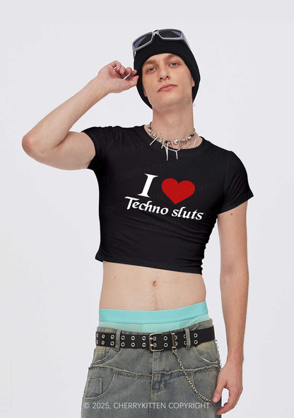I Love Techno Slxts Y2K Baby Tee Cherrykitten