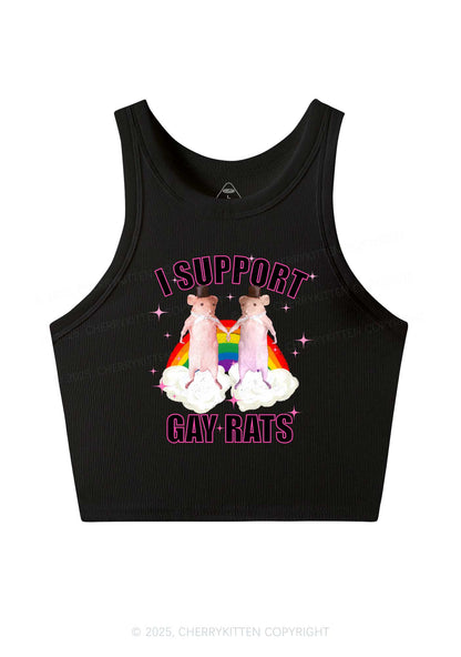 Support Gay Rats Pride Y2K Crop Tank Top Cherrykitten