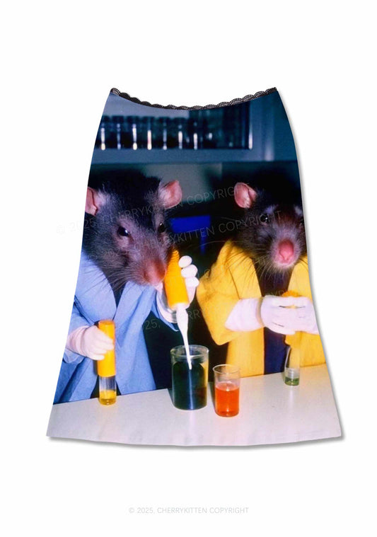Lab Rats Y2K Print Midi Skirt Cherrykitten