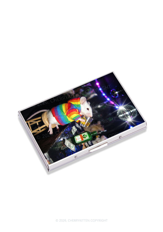 Rainbow Hoodie Rat Drinking Pride Y2K Mirror Cigarette Case Cherrykitten