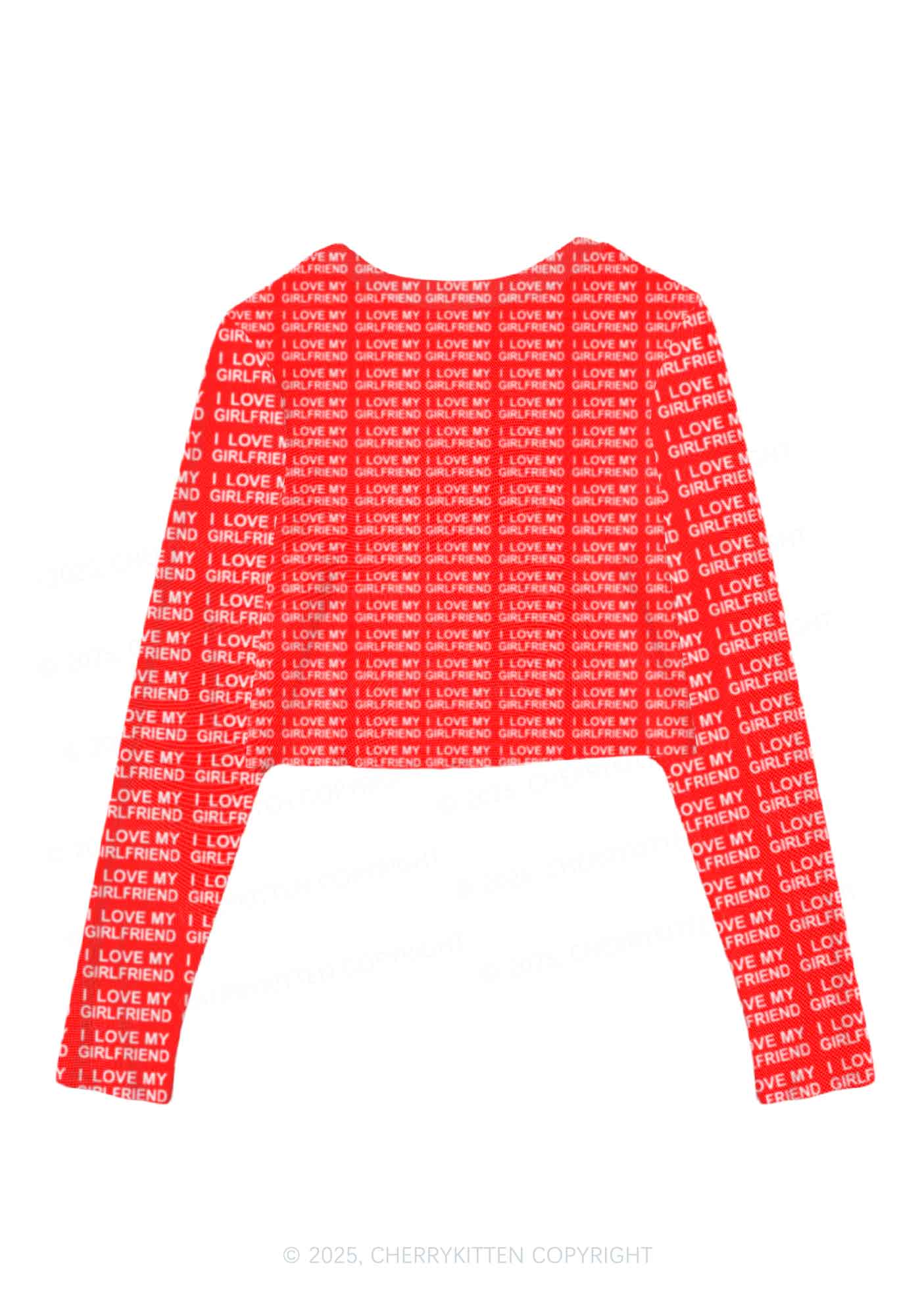 I Love My Girlfriend Y2K Mesh Long Sleeve Crop Top Cherrykitten