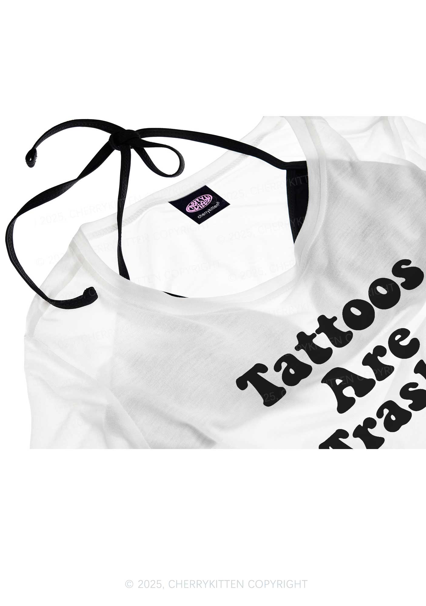 Tattoos Are Trashy Y2K Sheer Crop Tee Cherrykitten