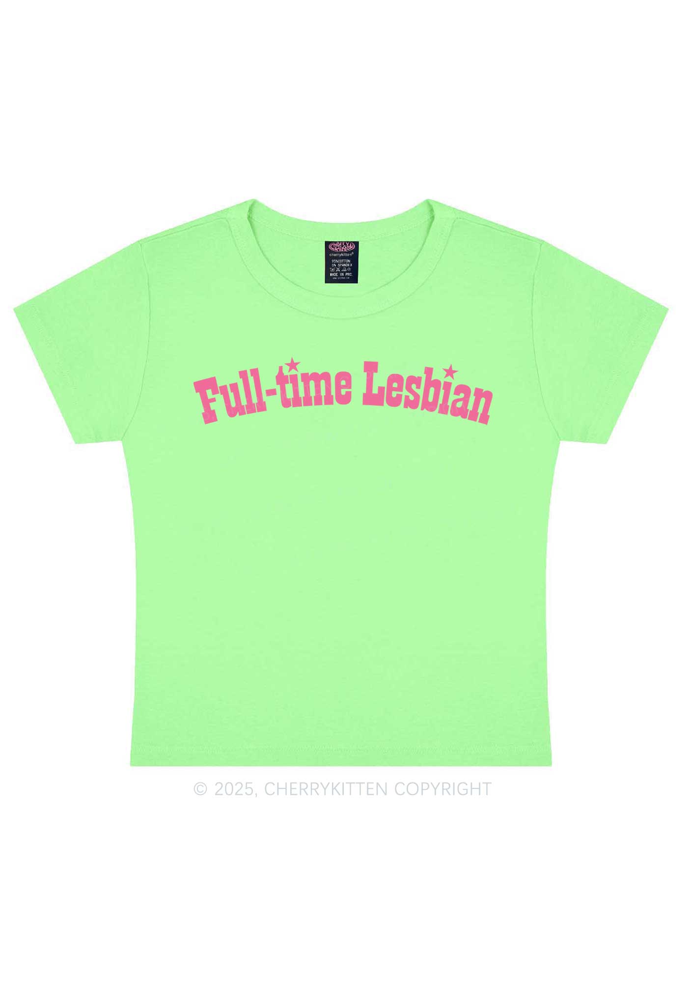 Full Time Lesbian Pride Y2K Baby Tee Cherrykitten