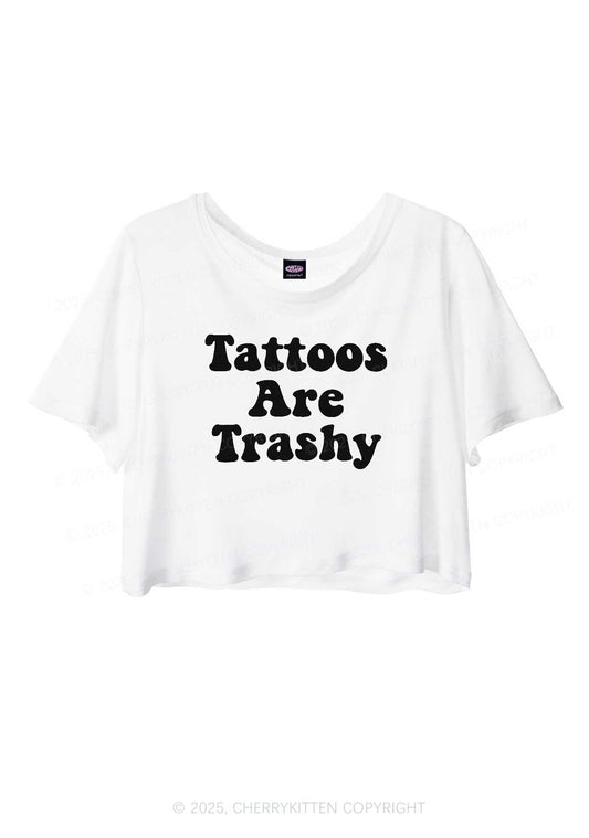Tattoos Are Trashy Y2K Sheer Crop Tee Cherrykitten