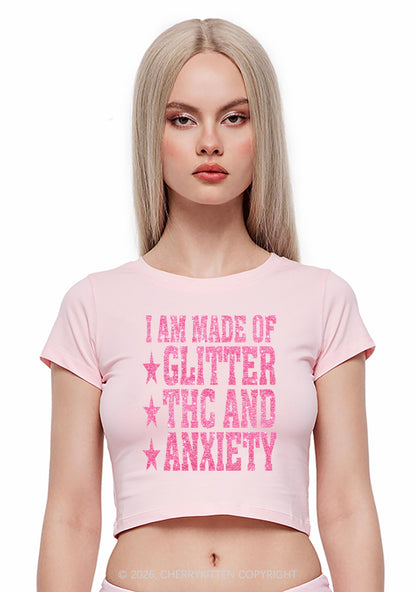 Made Of Glitter Thc Anxiety Y2K Baby Tee Cherrykitten