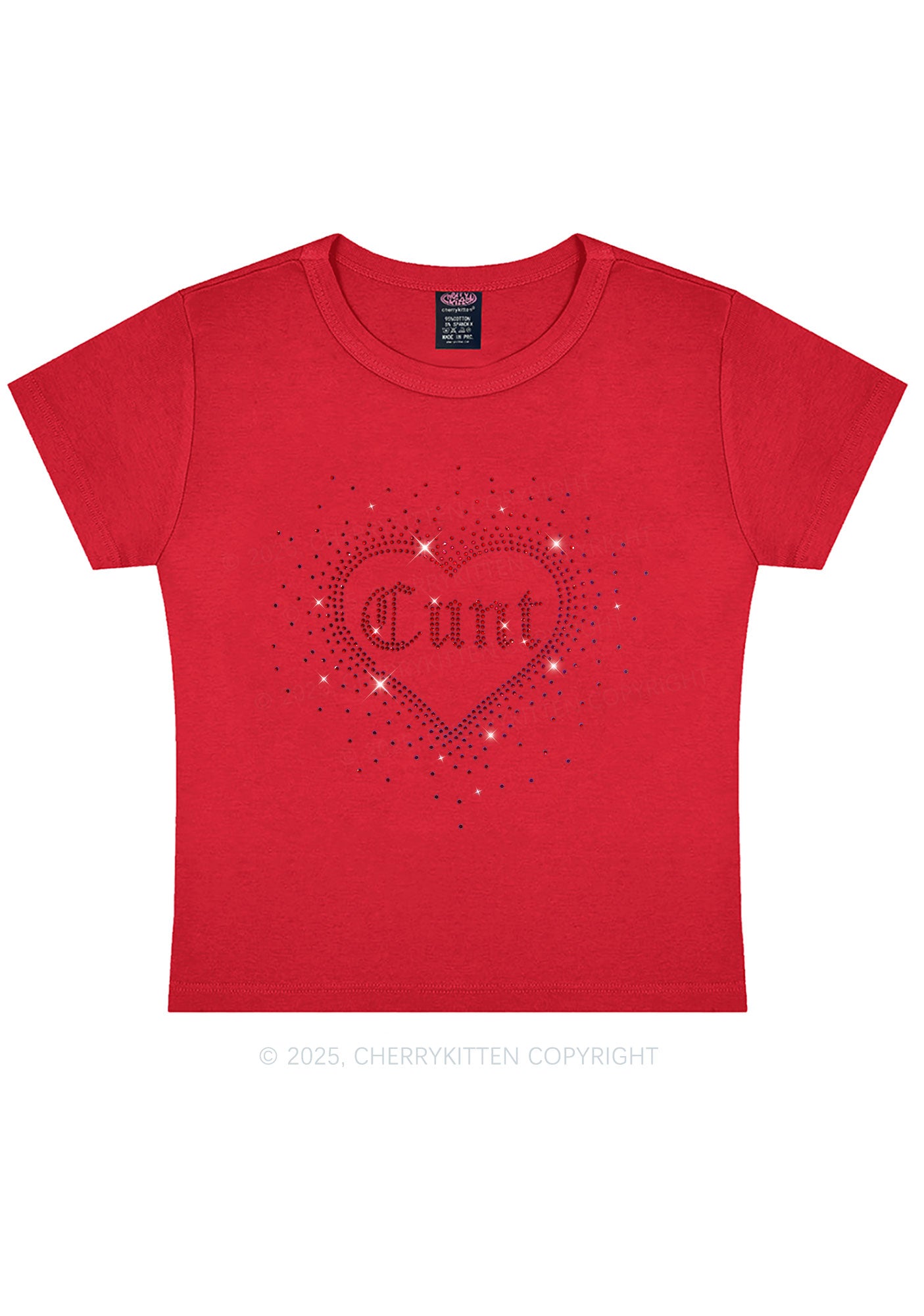Rhinestone Love Cxxt Y2K Baby Tee Cherrykitten