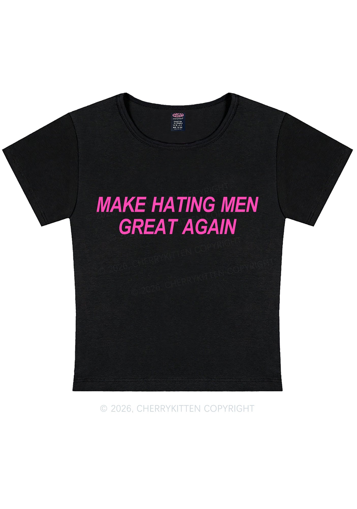 Make Hating Men Great Again Y2K Baby Tee Cherrykitten