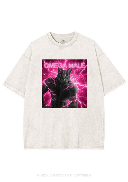 Omega Male Y2K Shirts Washed Tee Cherrykitten