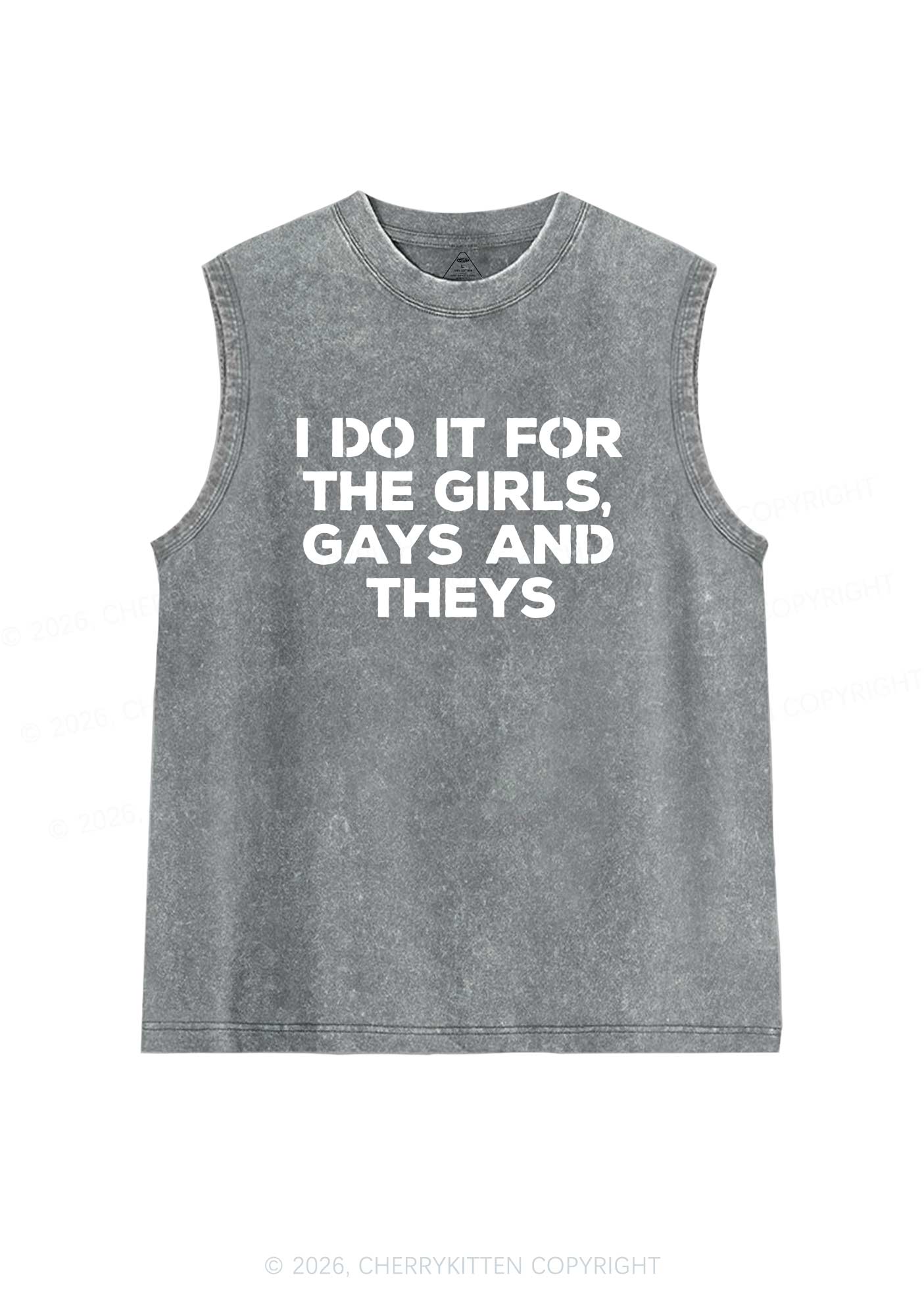 Girls Gays Theys Pride Y2K Washed Muscle Tank Cherrykitten