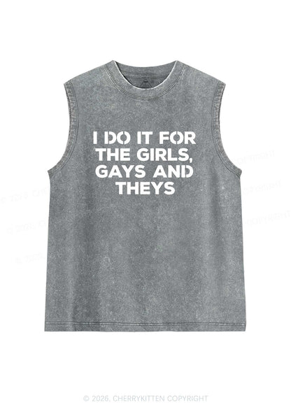 Girls Gays Theys Pride Y2K Washed Muscle Tank Cherrykitten