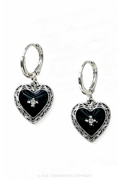 Black Heart Y2K Earrings Cherrykitten