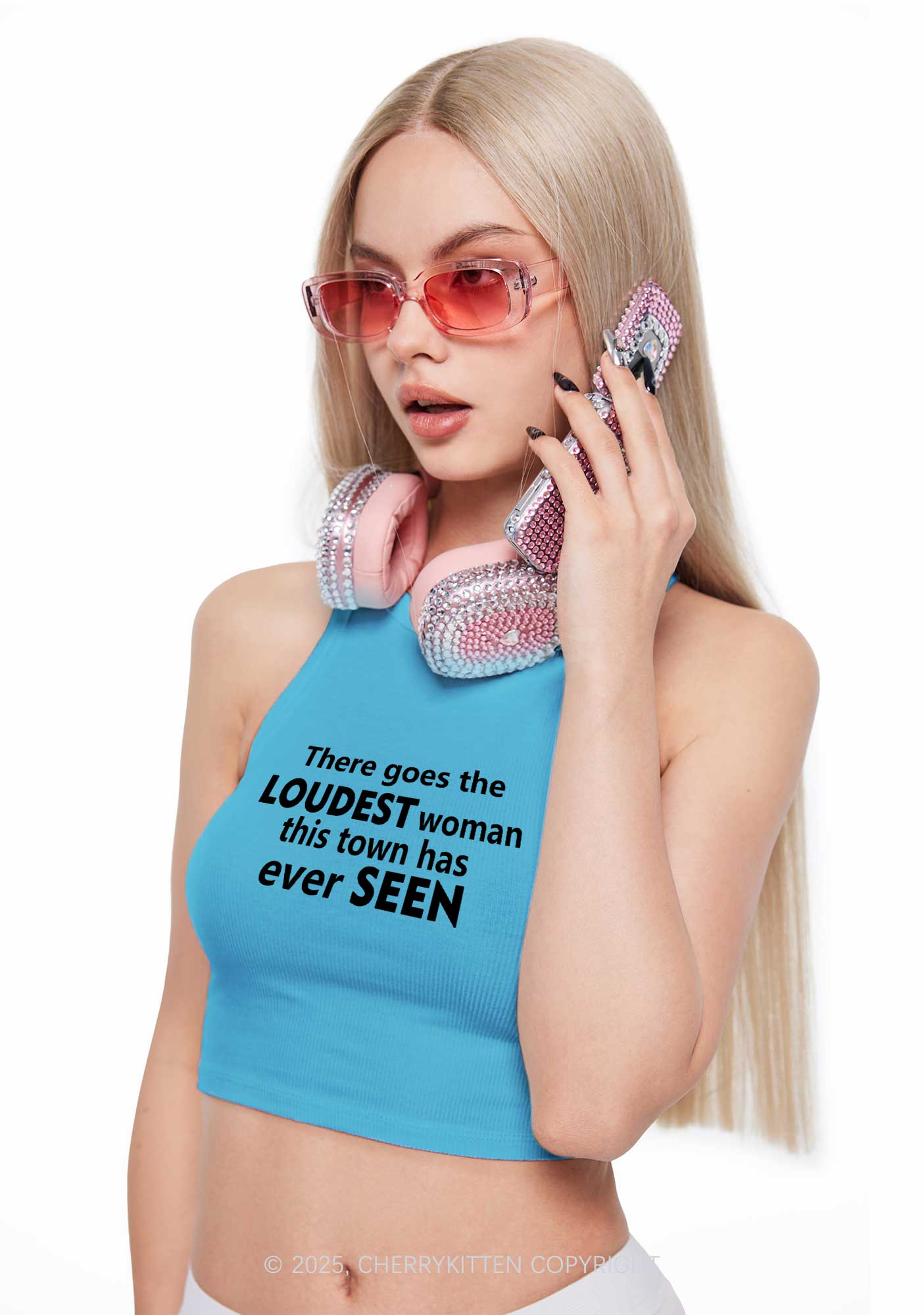 Loudest Woman This Town Y2K Crop Tank Top Cherrykitten
