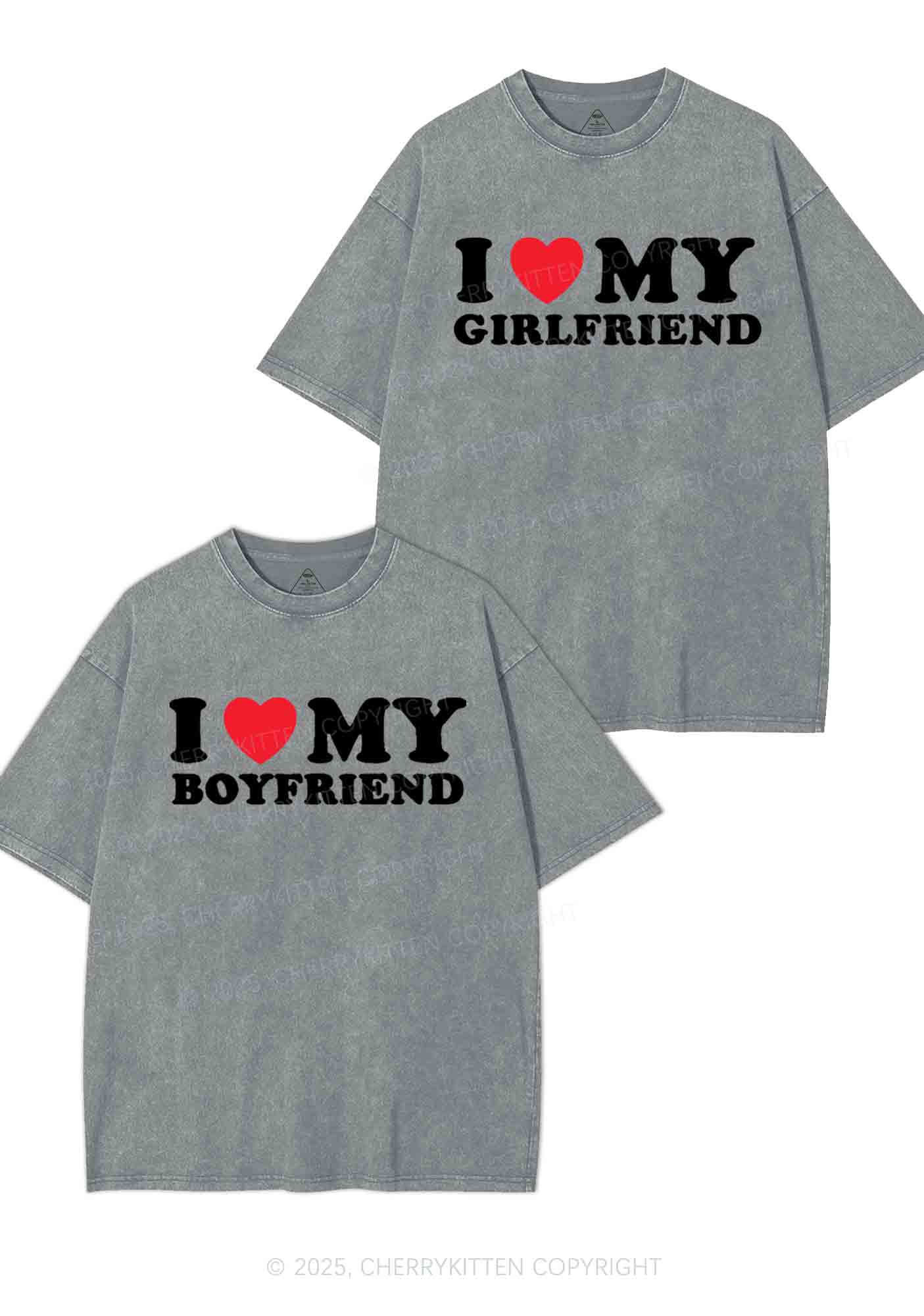 I Love GF BF Y2K Valentine's Day Washed Tee Cherrykitten