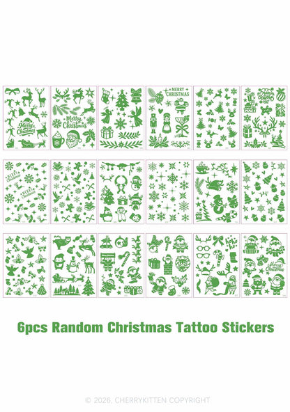 6pcs Random Christmas Stickers Y2K Temporary Tattoo Cherrykitten
