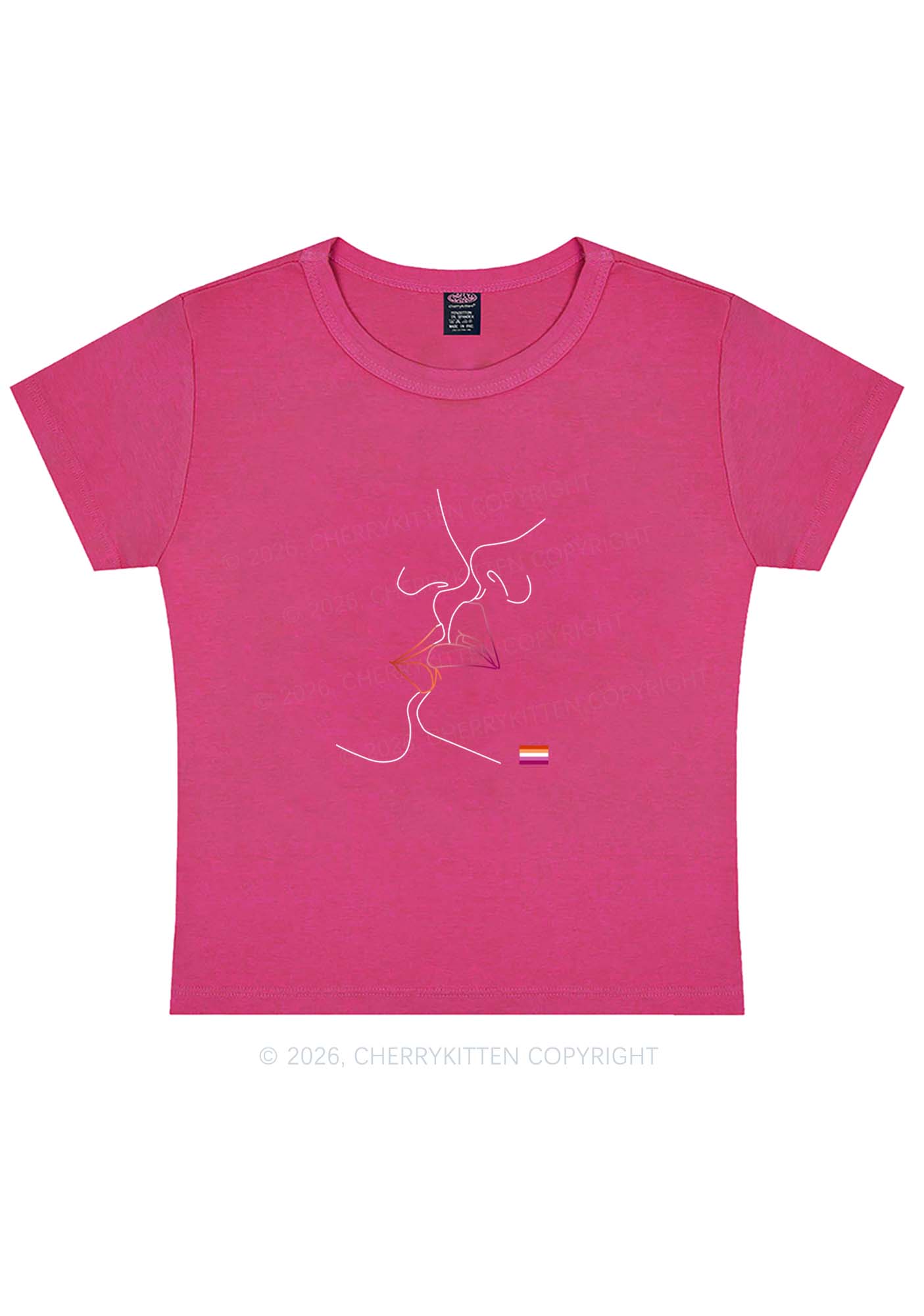 Lesbian Kiss Pride Y2K Baby Tee Cherrykitten