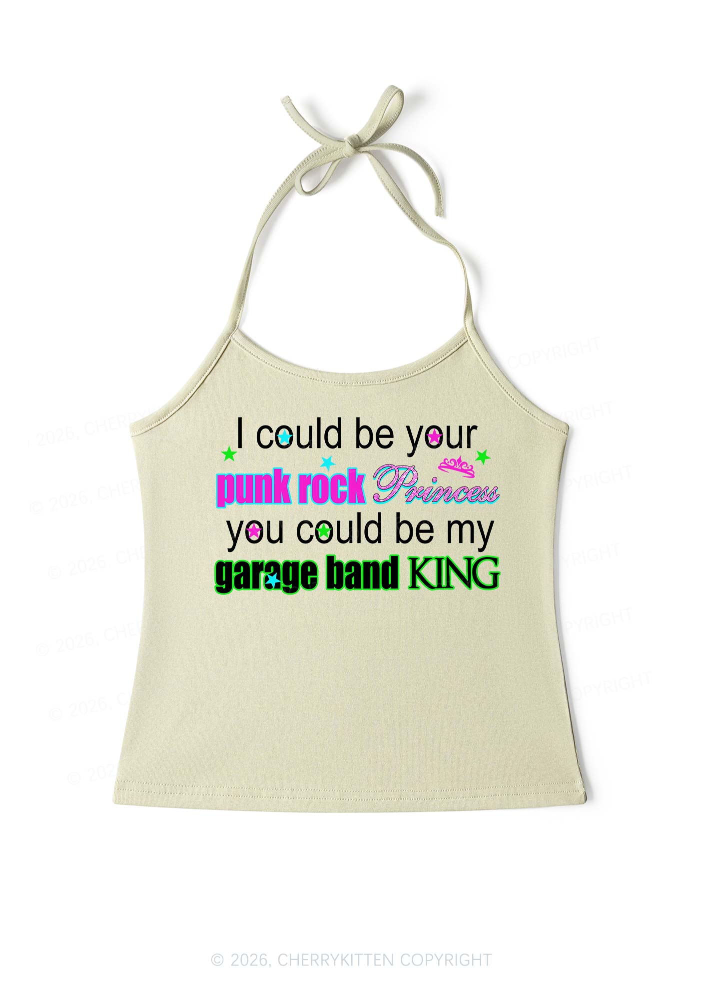Punk Rock Princess Y2K Halter Neck Cami Cherrykitten