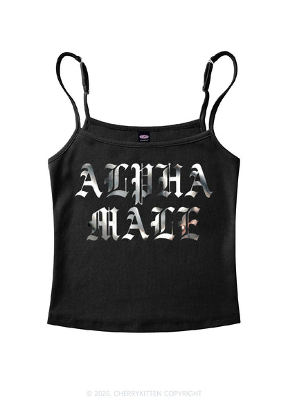 Alpha Male Silver Foil Printed Y2K Spaghetti Strap Cami Cherrykitten