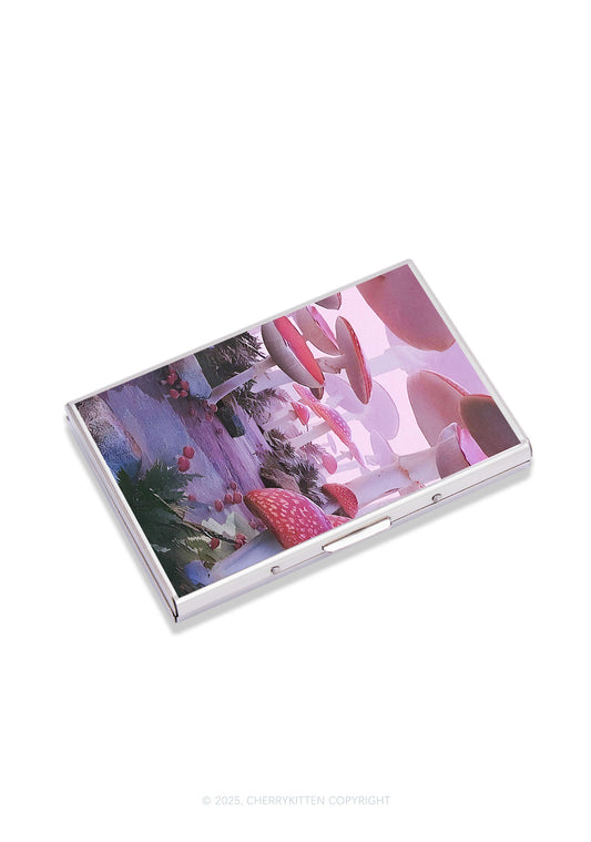 Pink Mushroom Y2K Mirror Cigarette Case Cherrykitten