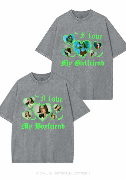 Custom Gothic GF BF Photos Y2K Valentine's Day Washed Tee Cherrykitten