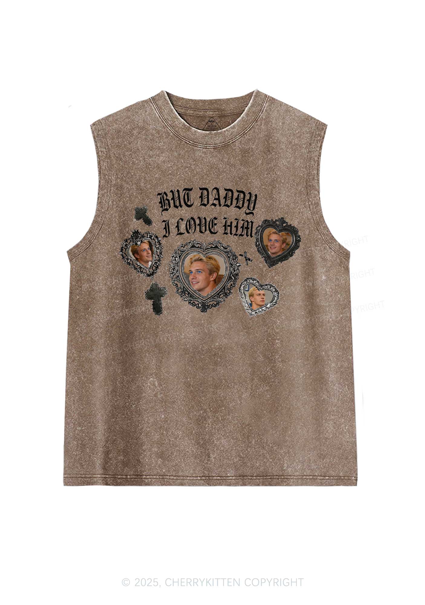 Gothic But Daddy I Love Him Y2K Washed Muscle Tank Cherrykitten