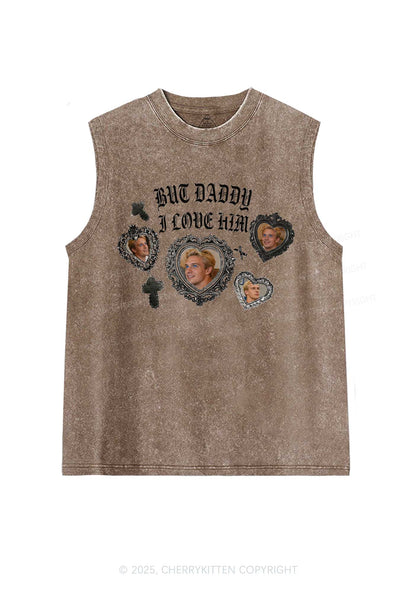 Gothic But Daddy I Love Him Y2K Washed Muscle Tank Cherrykitten