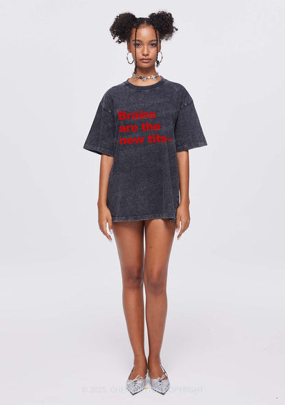 Brains Are New Txts Y2K Shirts Washed Tee Cherrykitten