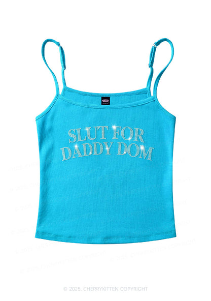 Rhinestone Slxt For Daddy Dom Y2K Spaghetti Strap Cami Cherrykitten