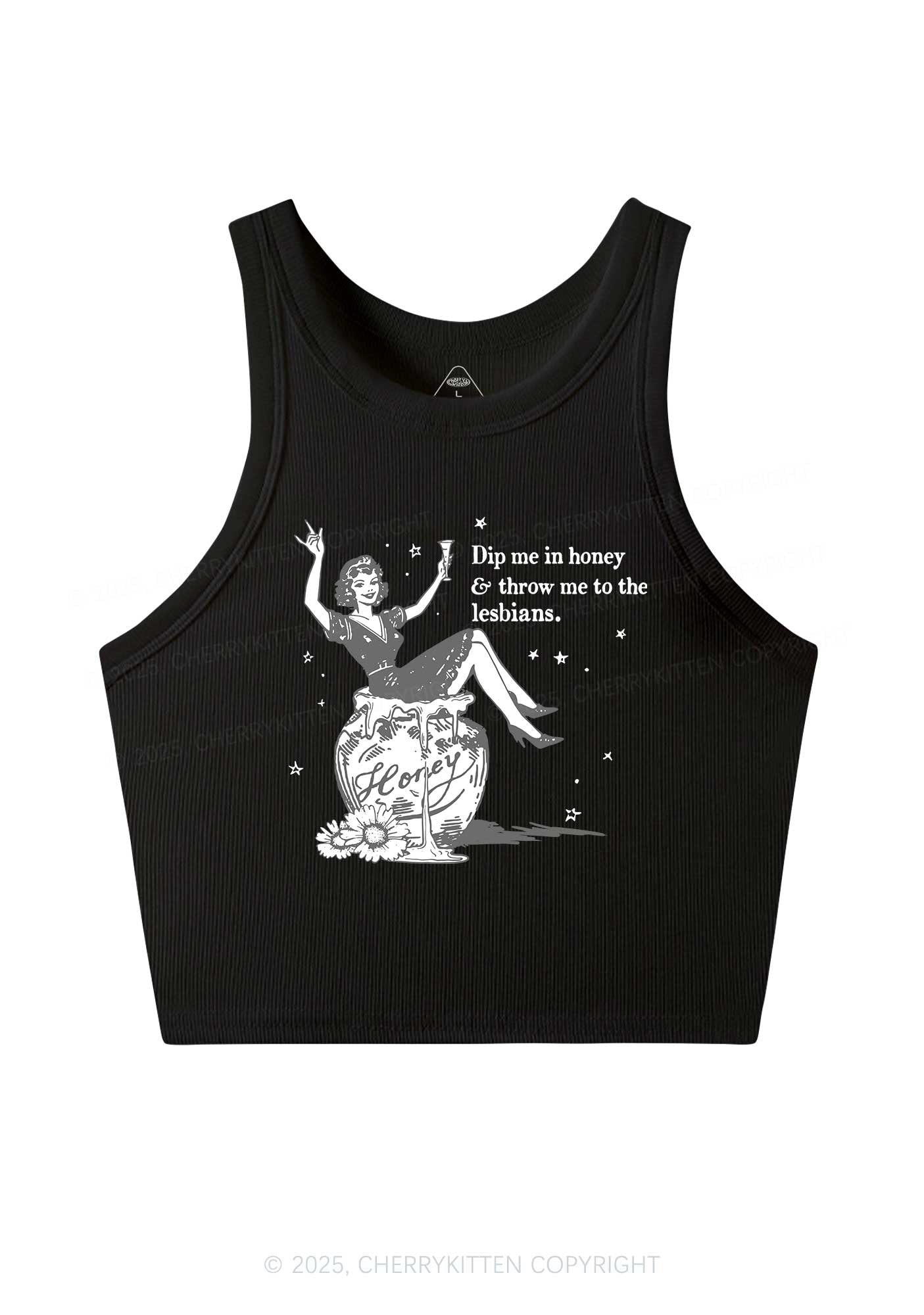 Throw Me To The Lesbians Pride Y2K Crop Tank Top Cherrykitten