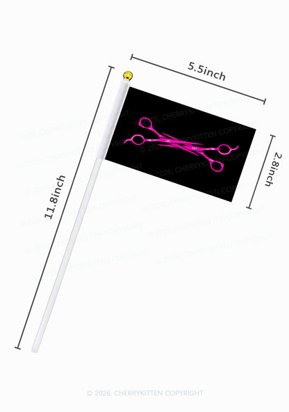 Pink Scissors Pride Y2K Hand Flags Cherrykitten