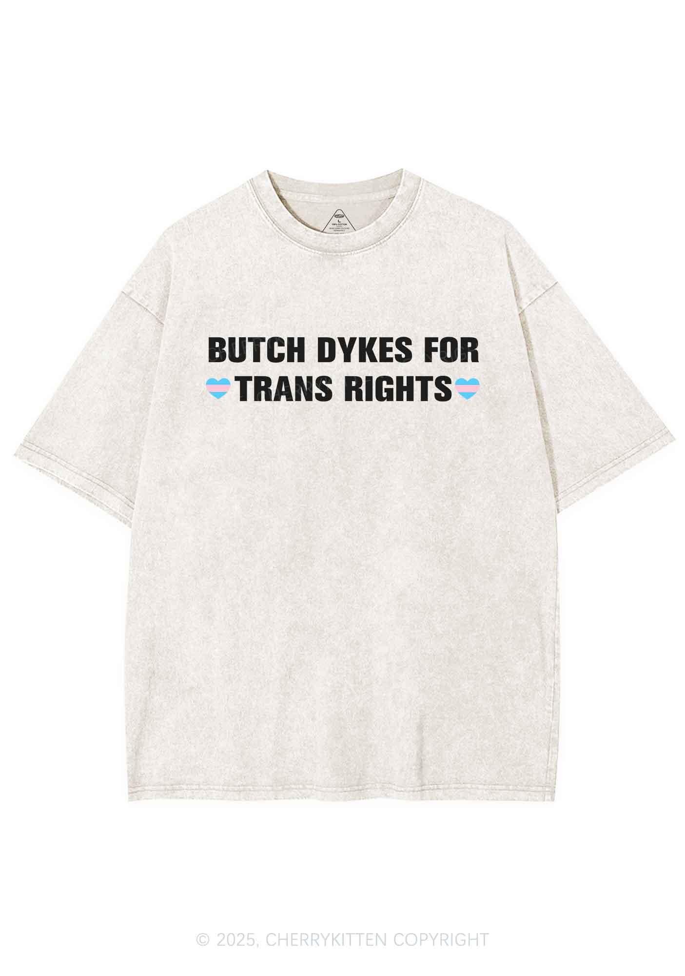 Butch Dykes For Trans Rights Y2K Shirts Washed Tee Cherrykitten