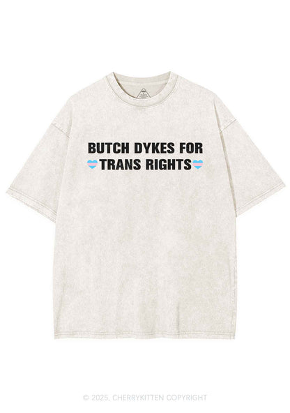 Butch Dykes For Trans Rights Y2K Shirts Washed Tee Cherrykitten